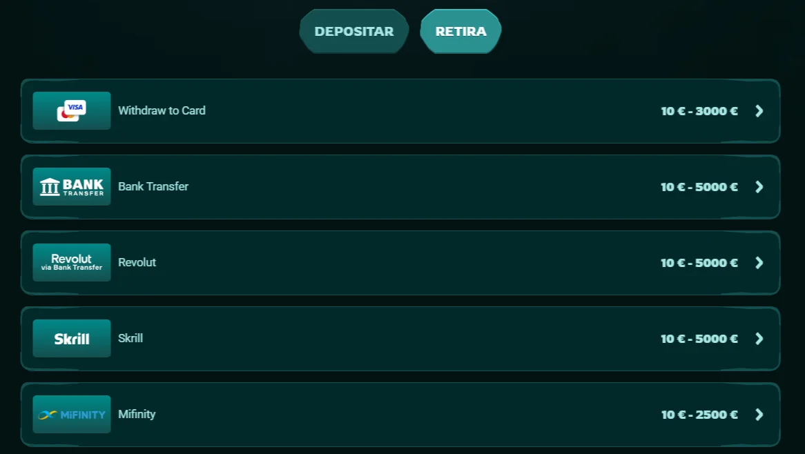 Playio Casino Métodos de Pago